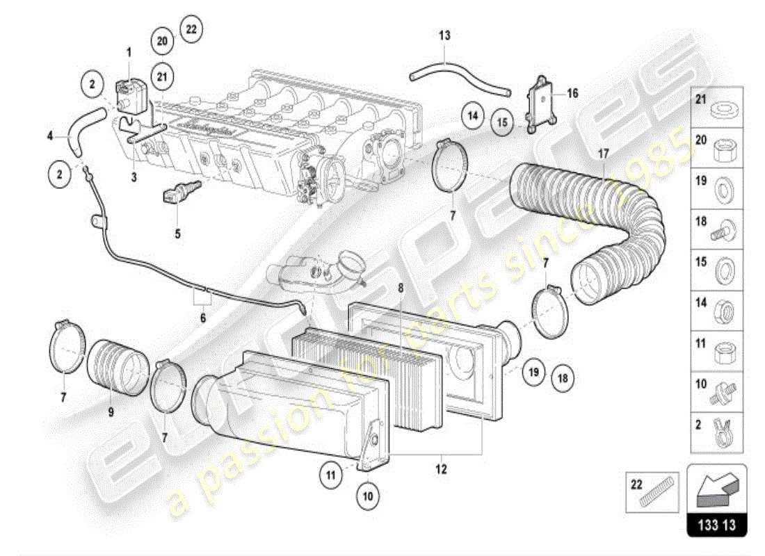 lamborghini diablo vt (1998) air filter part diagram