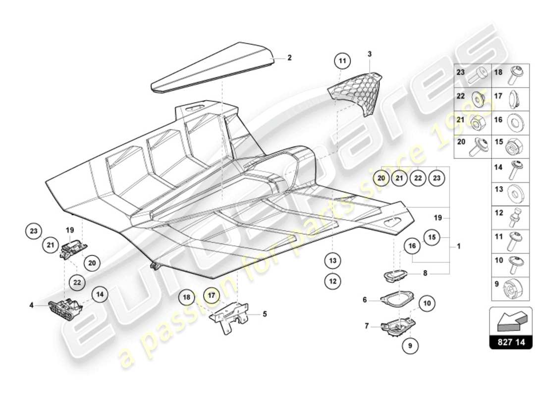 lamborghini lp770-4 svj coupe (2022) engine cover with insp. cover part diagram