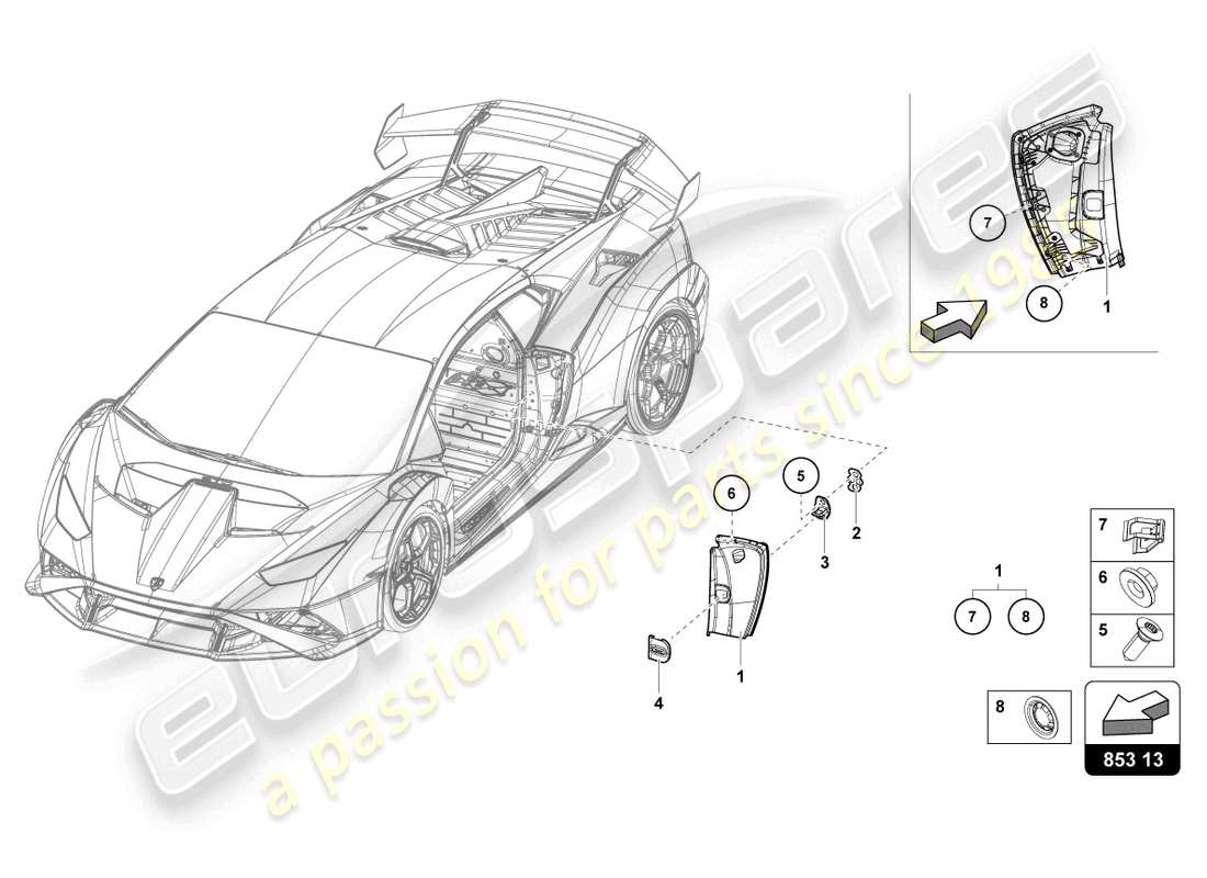 lamborghini sto (2021) cover plate for side member part diagram