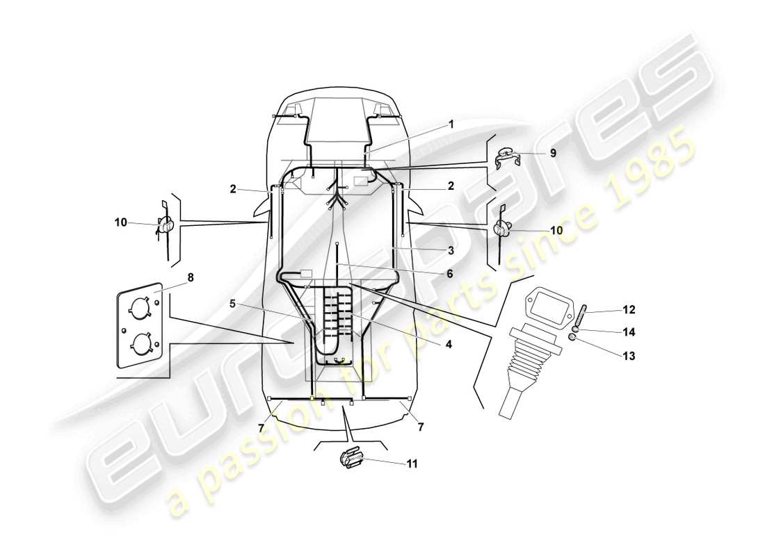 lamborghini lp640 roadster (2010) central wiring set part diagram