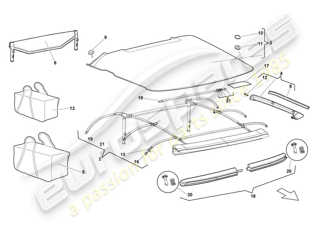 lamborghini lp640 roadster (2010) cover part diagram