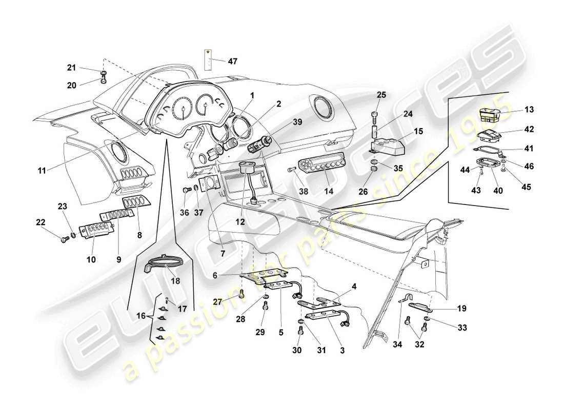 lamborghini lp670-4 sv (2010) dashboard part diagram