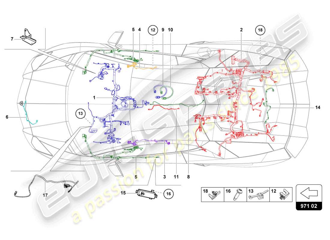 lamborghini countach lpi 800-4 (2022) wiring looms part diagram