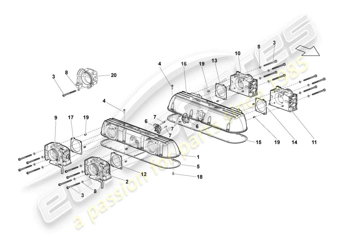 lamborghini lp640 roadster (2010) intake system part diagram