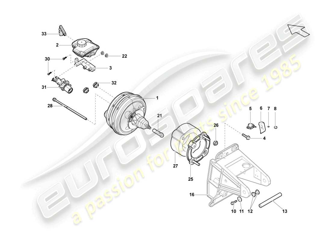 lamborghini gallardo coupe (2004) brake servo part diagram