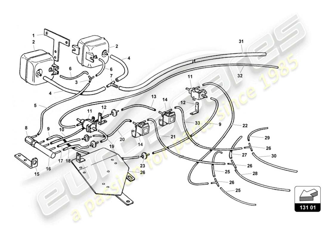 lamborghini countach 25th anniversary (1989) secondary air system part diagram