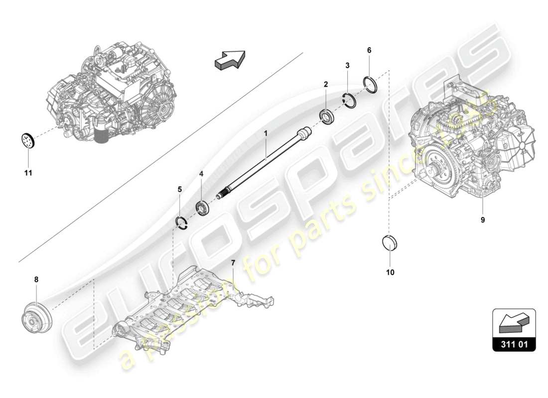 lamborghini evo spyder (2022) input shaft part diagram