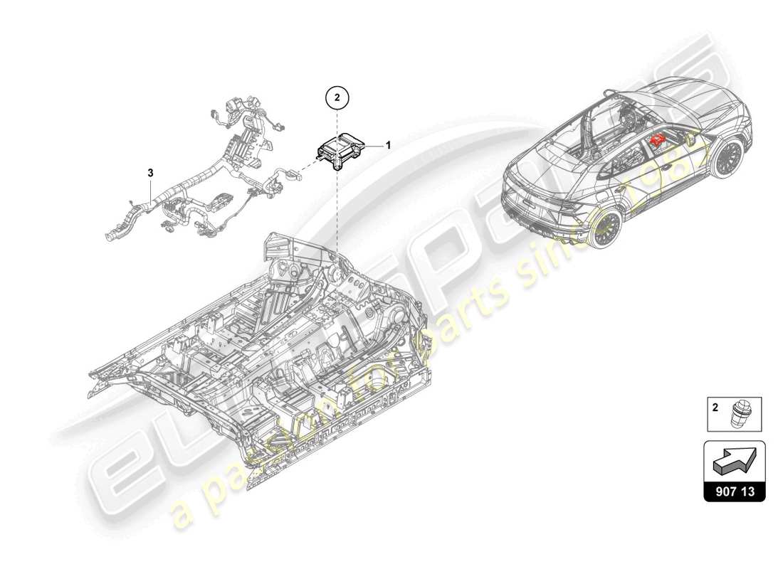 lamborghini urus (2019) control unit for chassis part diagram