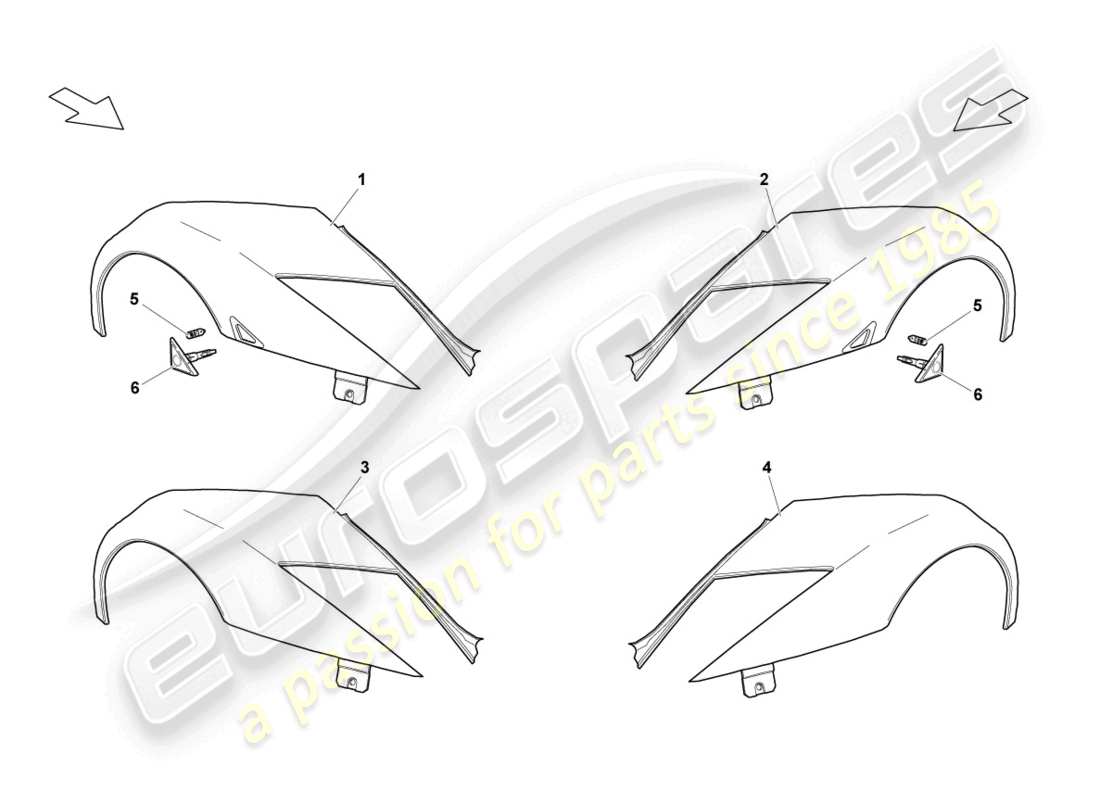 lamborghini lp640 coupe (2010) wing front part diagram