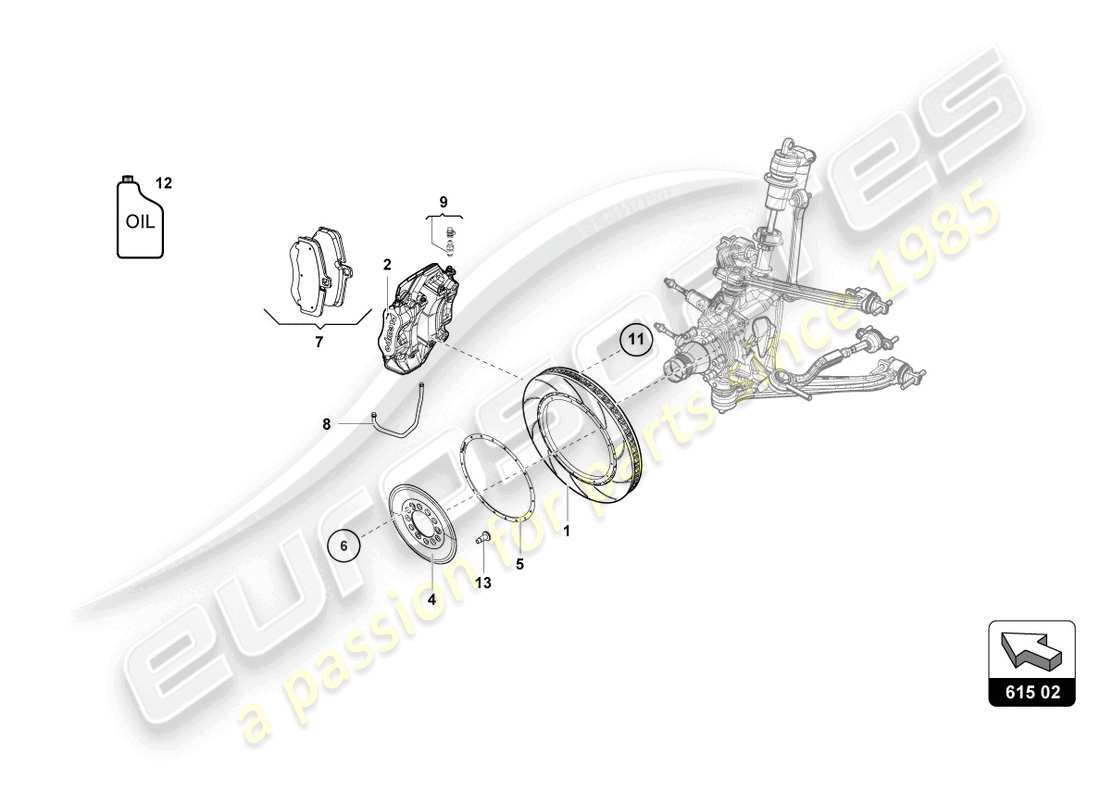 lamborghini super trofeo evo 2 (2022) rear brakes discs part diagram