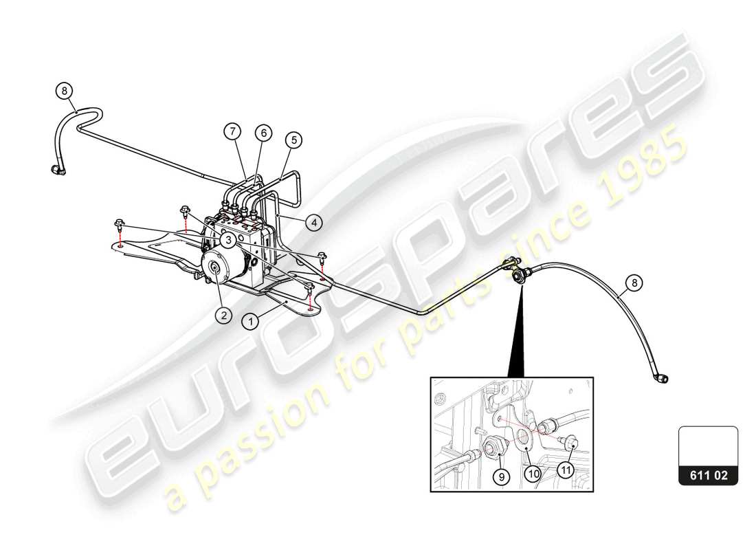 lamborghini super trofeo evo 2 (2022) brake system part diagram