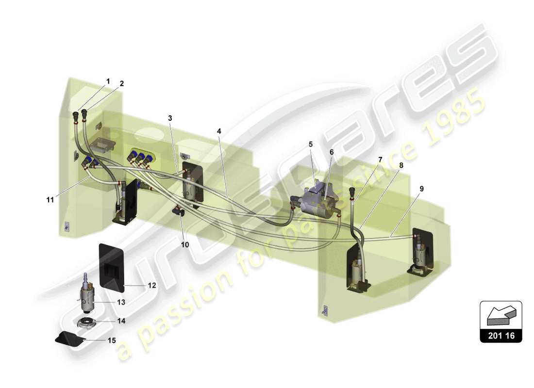 lamborghini super trofeo evo 2 (2022) fuel system part diagram