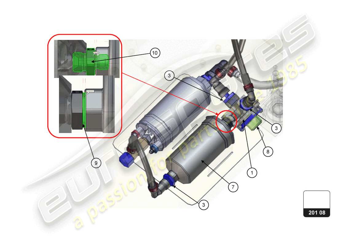 lamborghini super trofeo evo 2 (2022) kit upgrade fuel tank part diagram