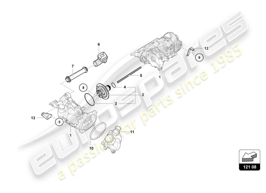 lamborghini super trofeo evo 2 (2022) water oil pump-internal components part diagram