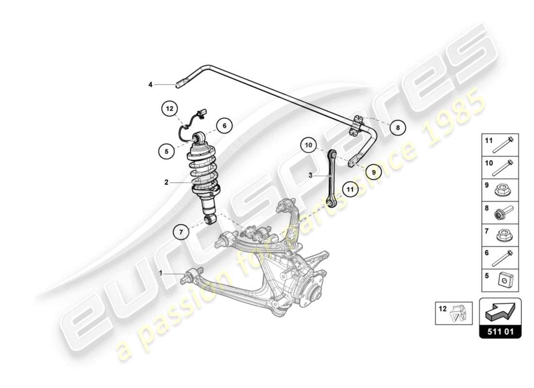 lamborghini evo coupe 2wd (2023) shock absorber rear part diagram