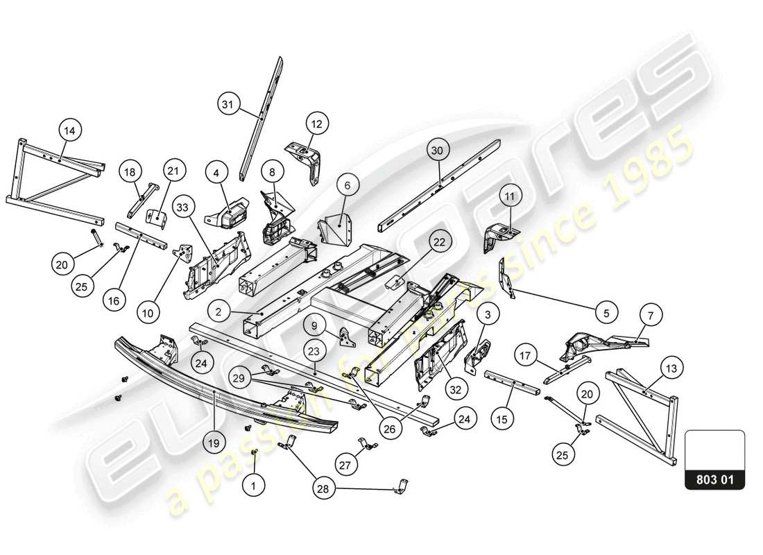 lamborghini super trofeo evo 2 (2022) front frame outer elements part diagram