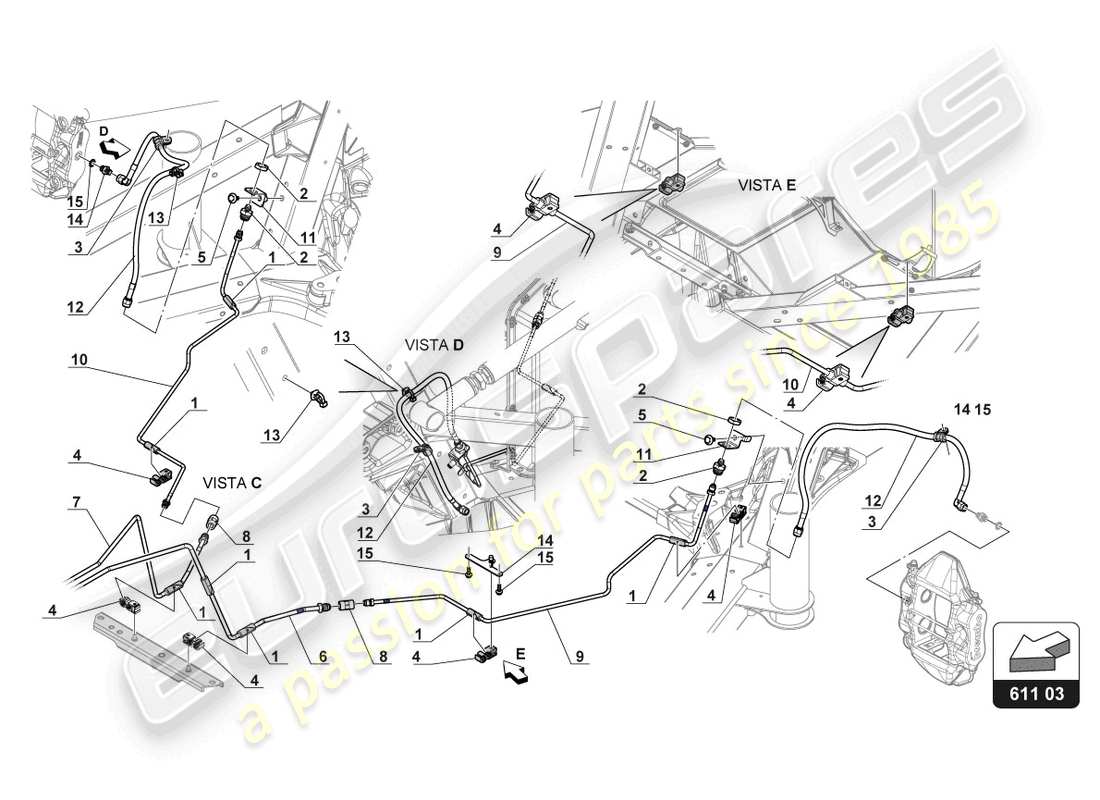 lamborghini gt3 (2017) brake lines part diagram