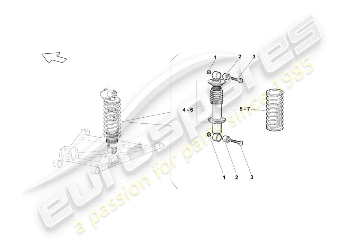 lamborghini lp640 roadster (2008) shock absorbers rear part diagram