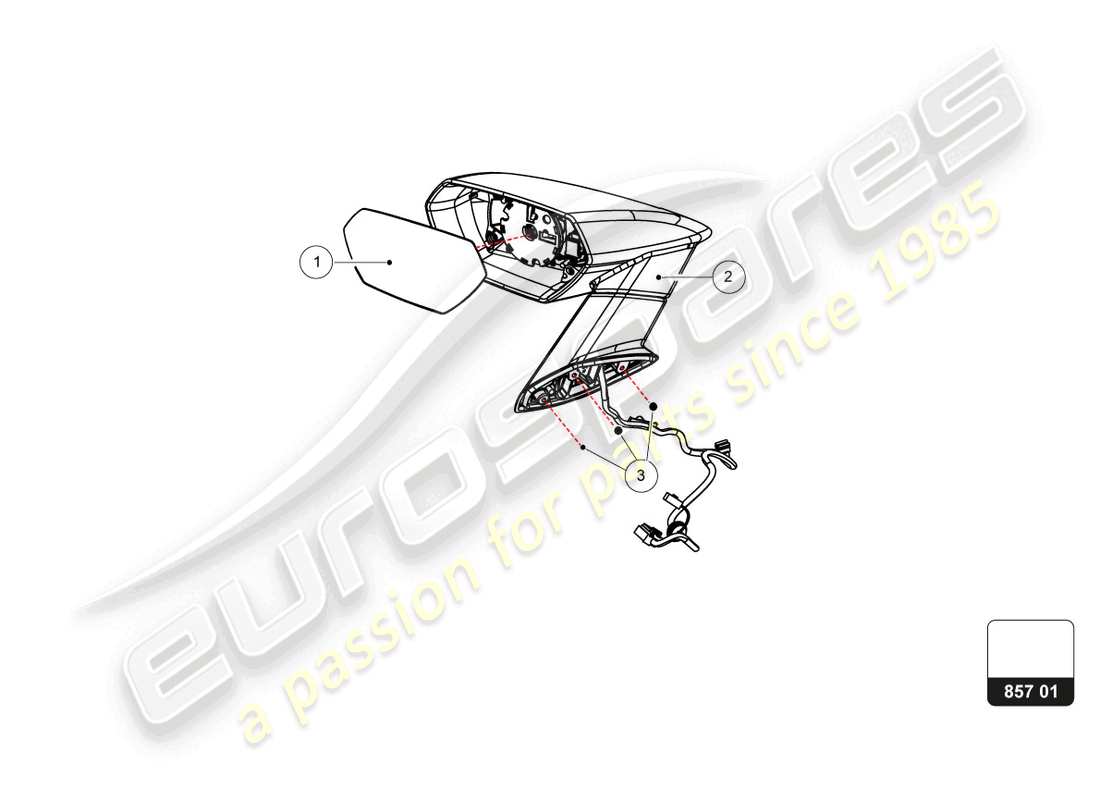 lamborghini super trofeo evo 2 (2022) external rear view mirror part diagram