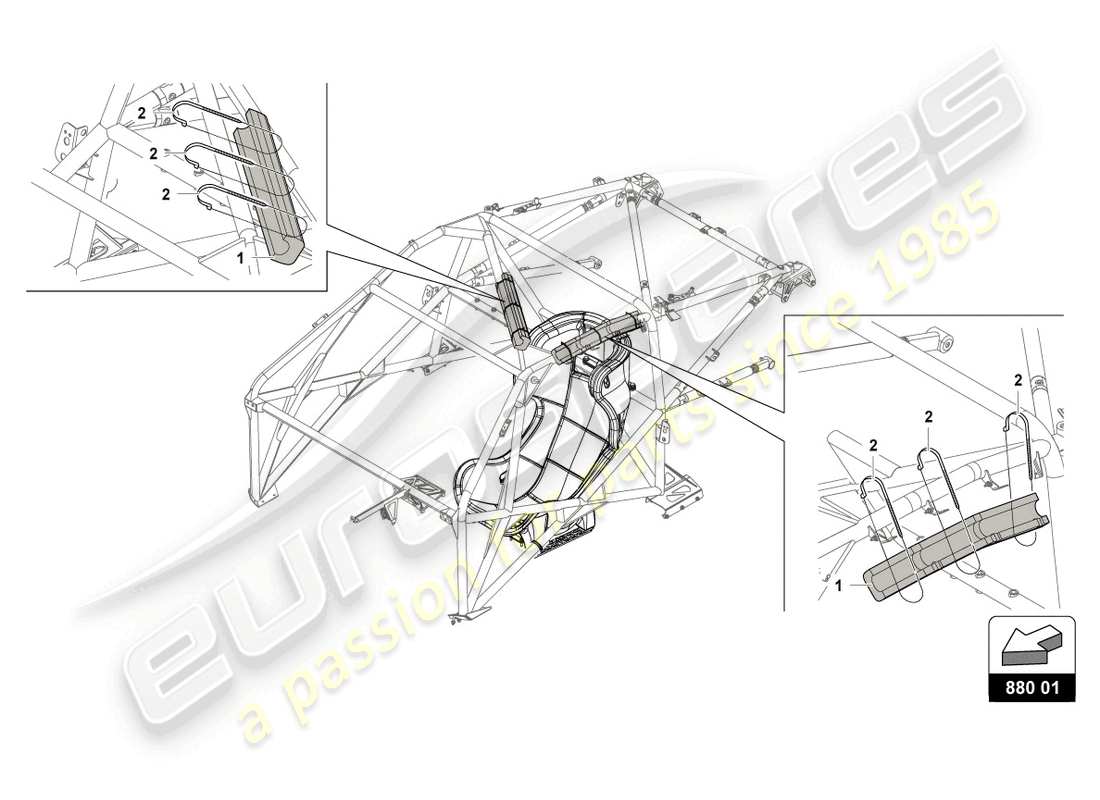 lamborghini super trofeo evo 2 (2022) rollcage part diagram