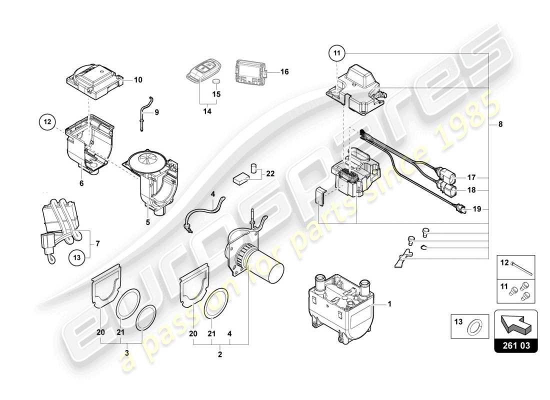 lamborghini urus (2019) auxiliary heater for coolant circuit part diagram