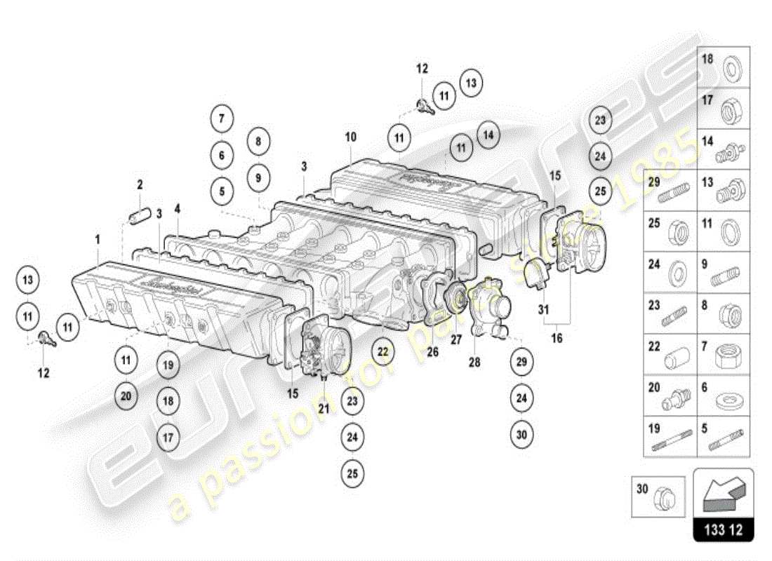 lamborghini diablo vt (1998) intake manifold part diagram