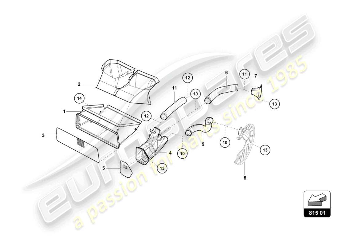 lamborghini super trofeo (2016) front brake disc and caliper cooling part diagram