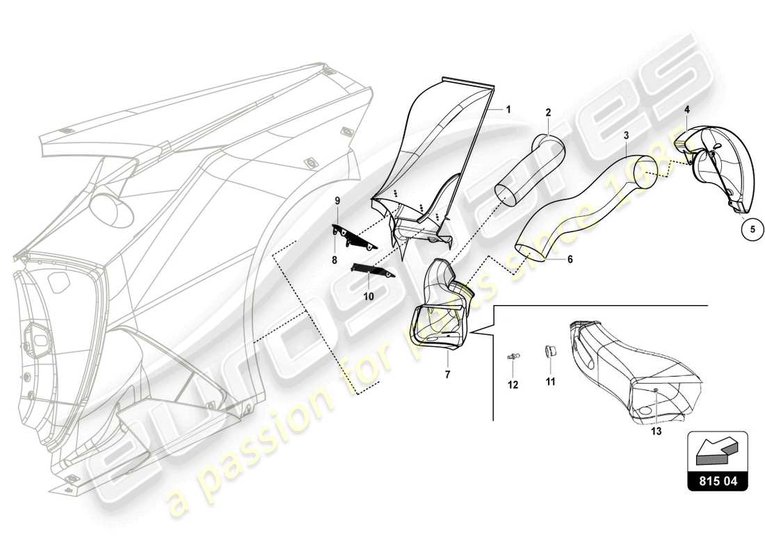 lamborghini super trofeo evo (2018) rear air duck part diagram