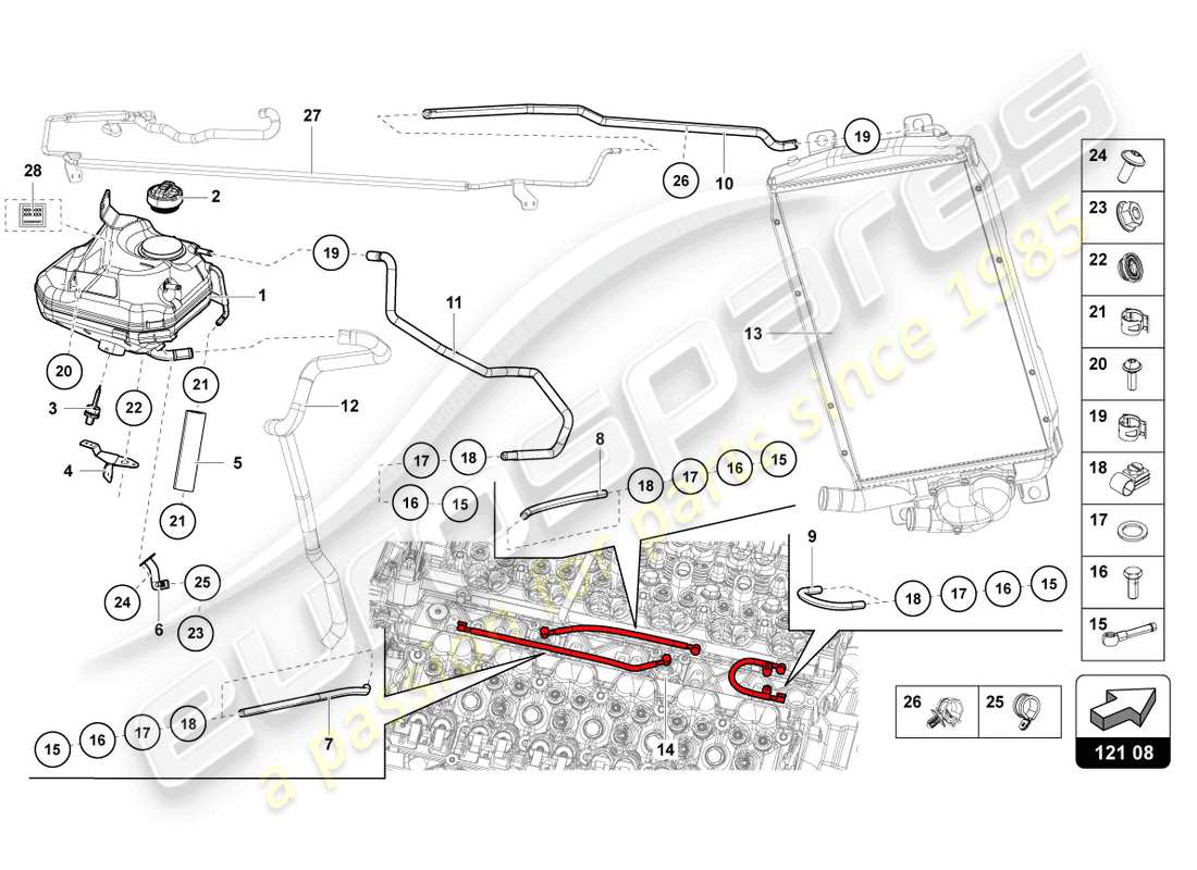 lamborghini sian roadster (2021) fluid tank with coolant level indicator part diagram