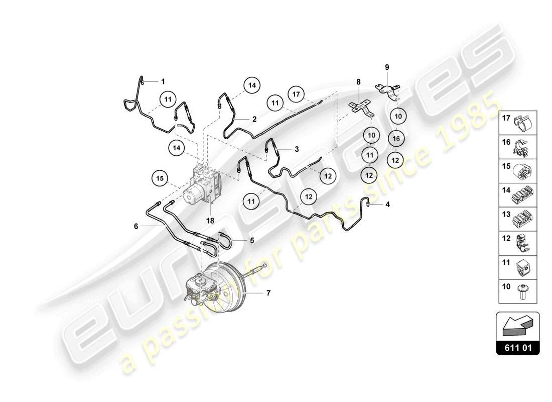 lamborghini evo coupe 2wd (2022) brake line part diagram