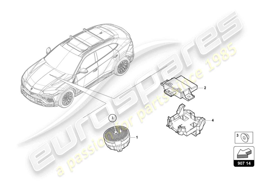 lamborghini urus (2019) electrical parts for engine noise production part diagram