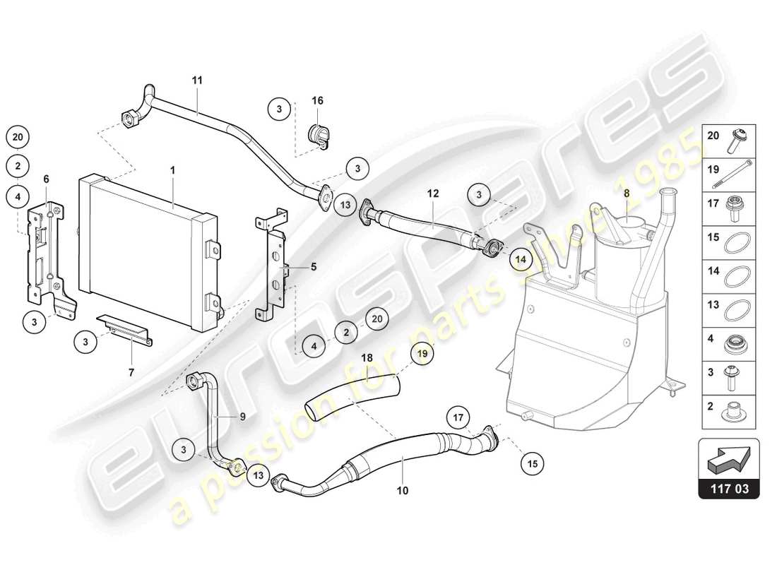 lamborghini sian roadster (2021) oil cooler part diagram