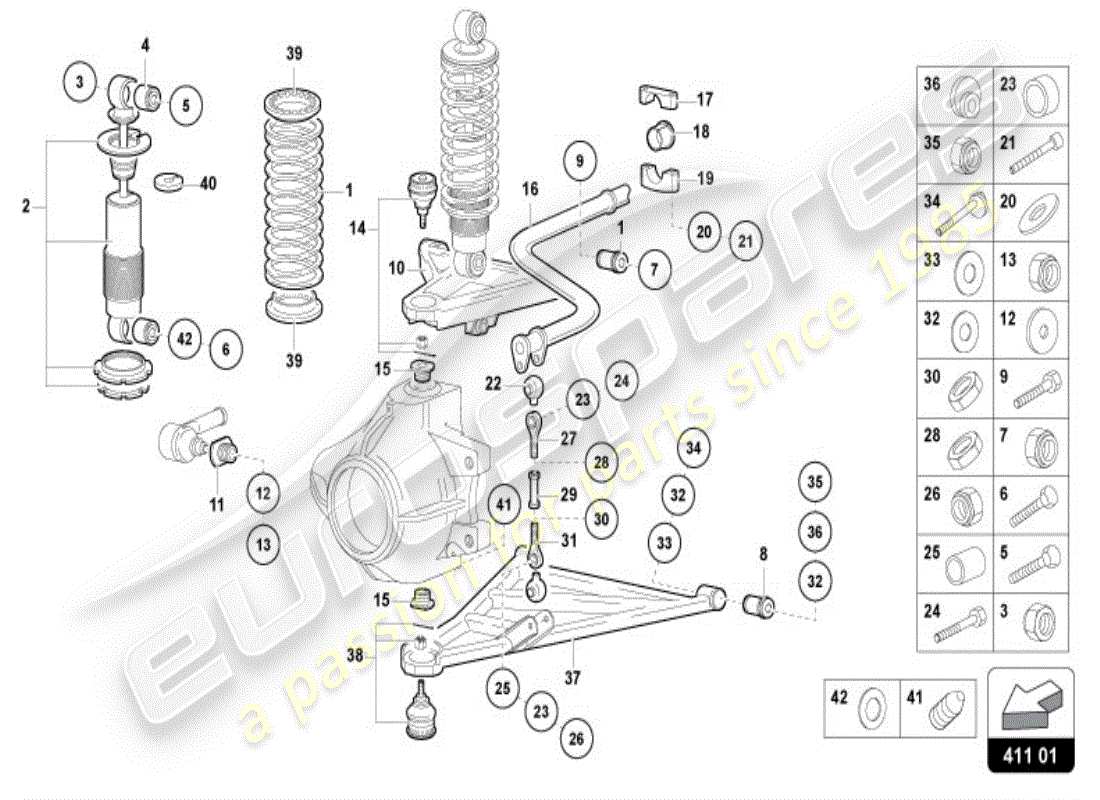 lamborghini diablo vt (1999) suspension front part diagram