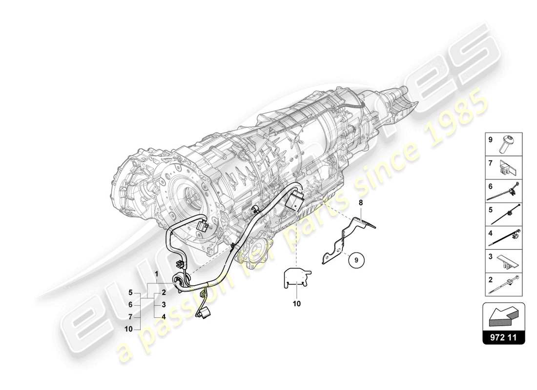 lamborghini urus (2022) wiring harness for gearbox part diagram