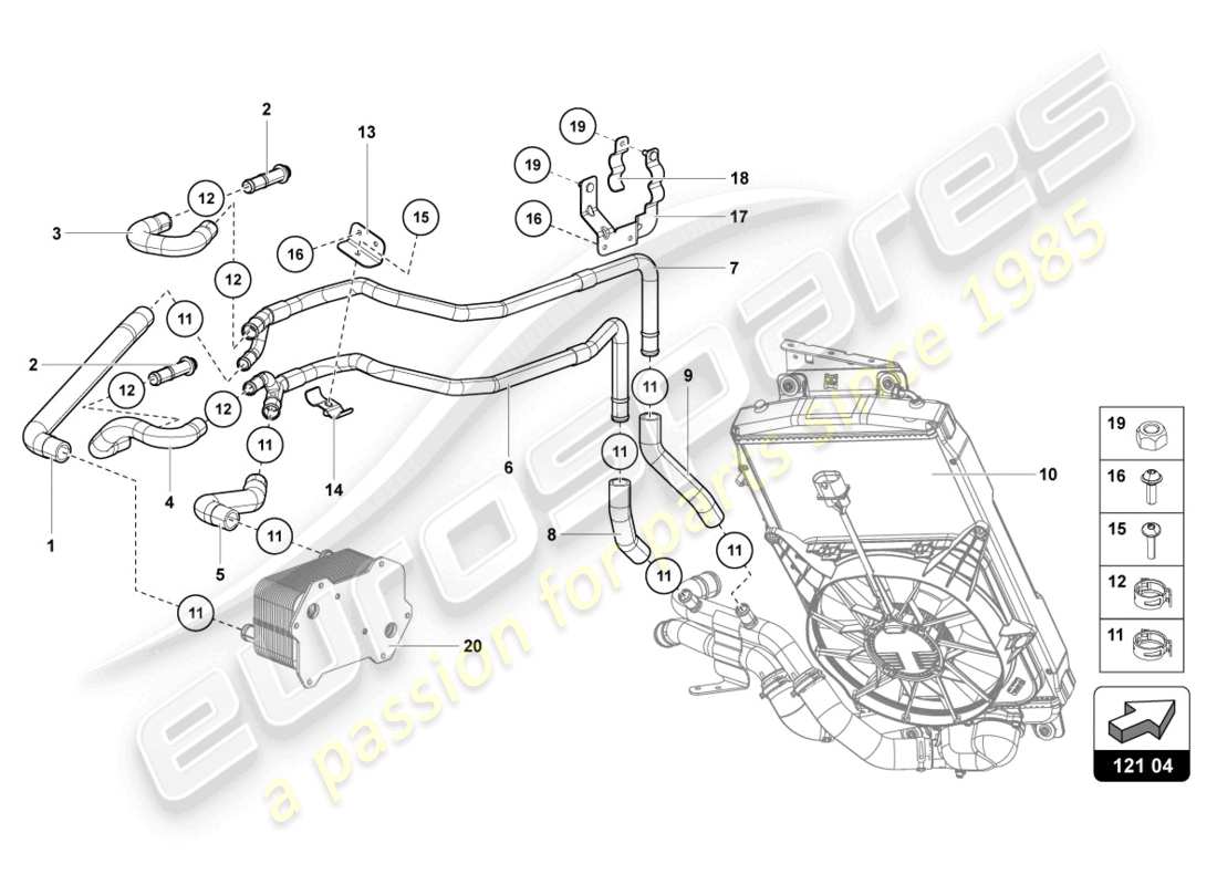 lamborghini sian roadster (2021) cooling system part diagram