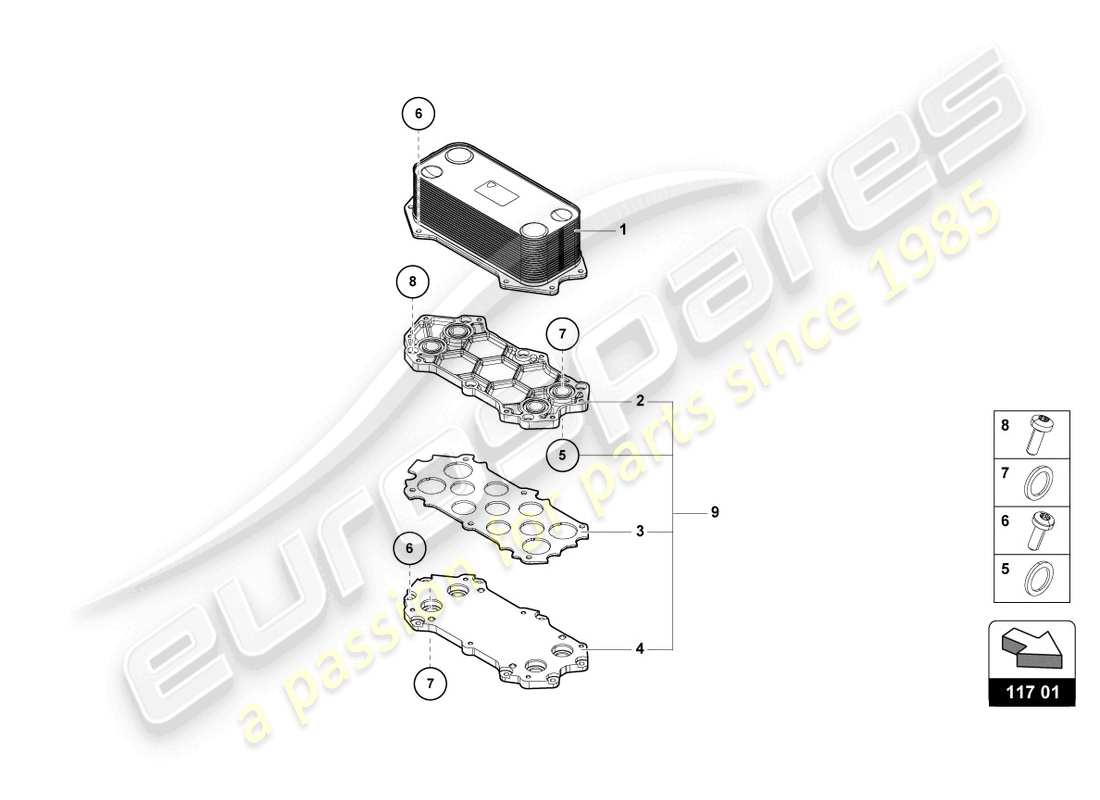 lamborghini evo spyder (2024) gear oil cooler part diagram