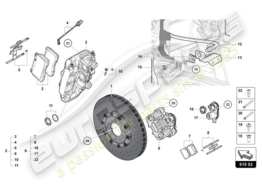 lamborghini ultimae roadster (2022) brake disc rear part diagram