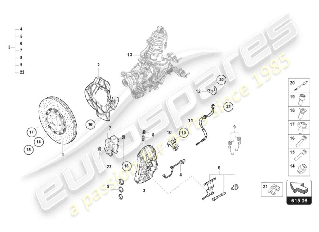 lamborghini sto (2023) ceramic brake disc front part diagram