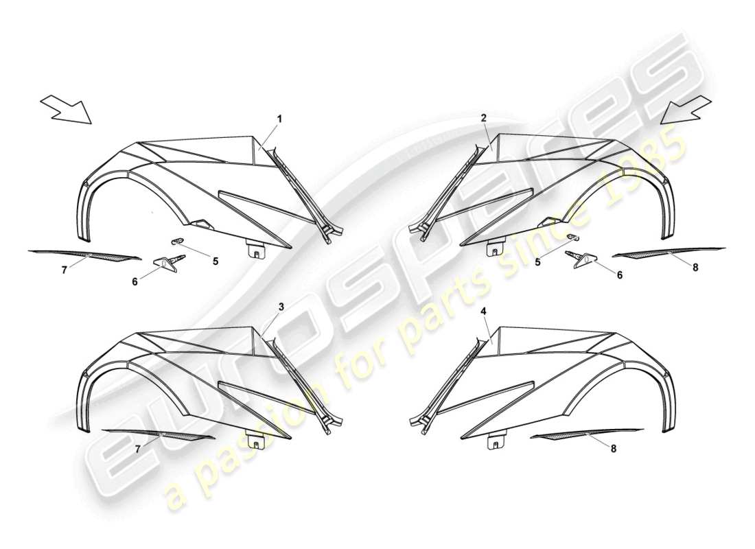 lamborghini reventon roadster wing front part diagram