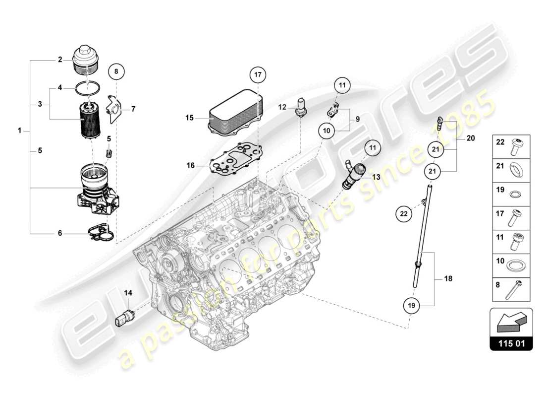 lamborghini urus s (2024) oil filter element part diagram