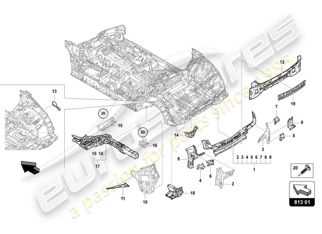 lamborghini urus s (2023) underbody rear part diagram