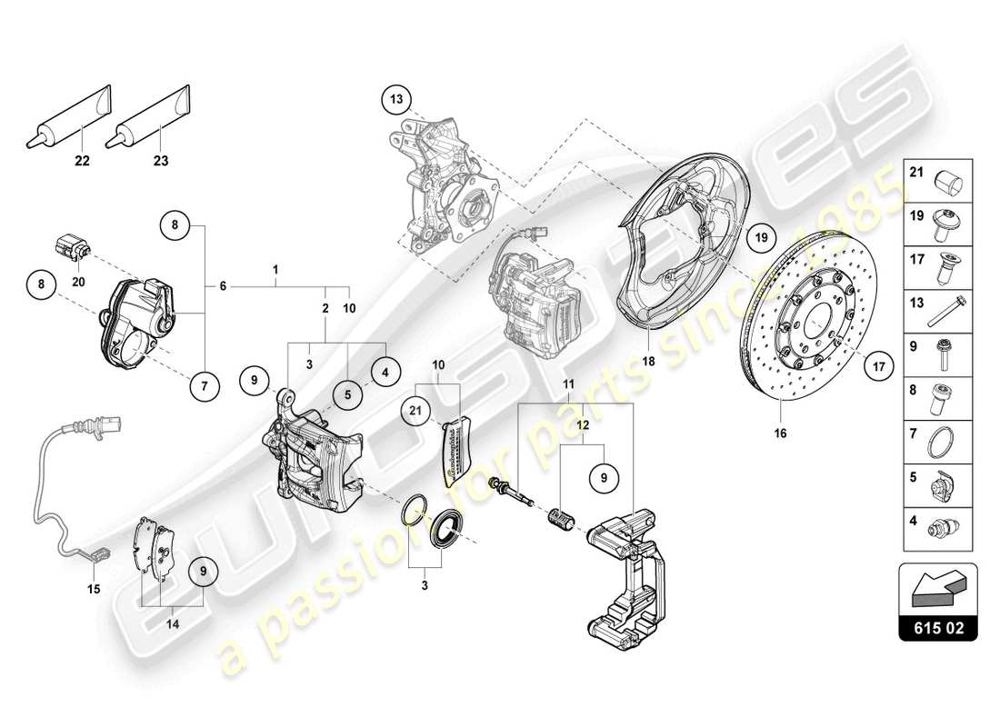 lamborghini urus (2019) fixed-calliper brake rear part diagram