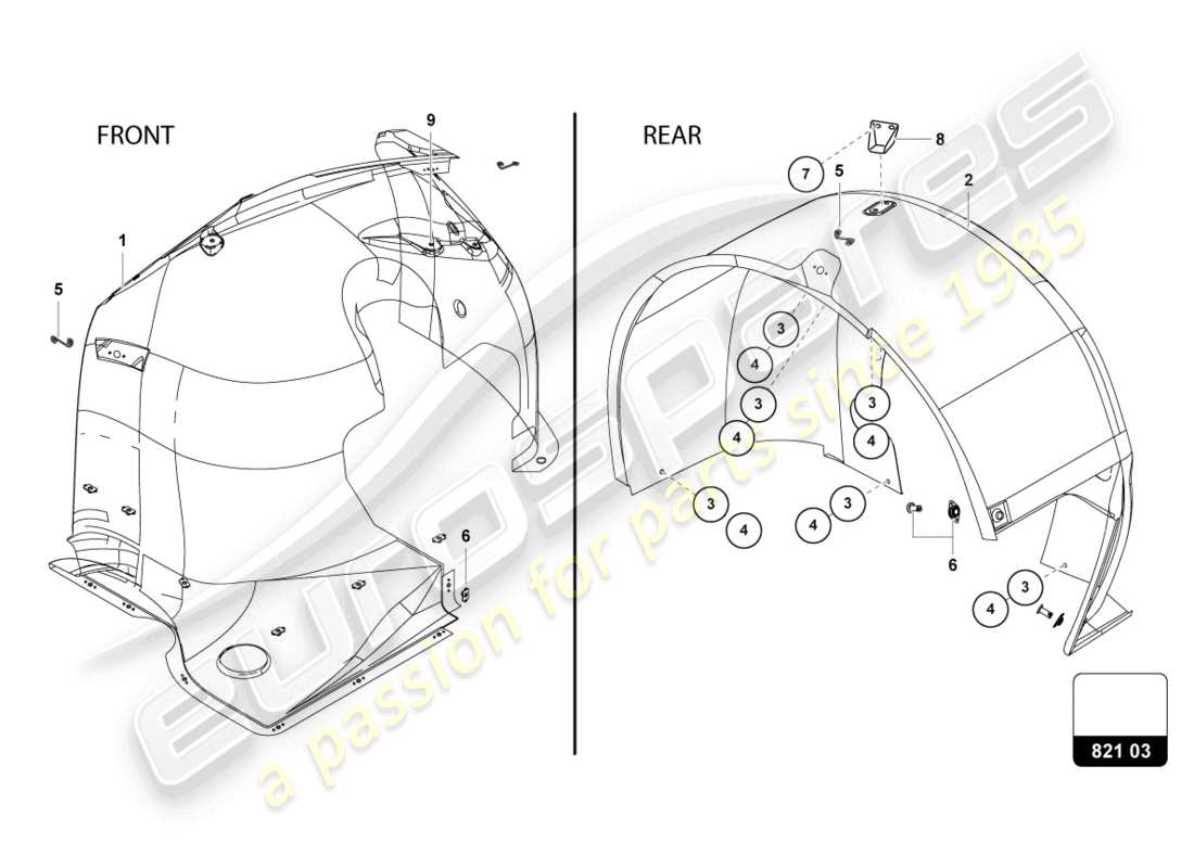 lamborghini super trofeo evo (2018) wheelhouses / locary part diagram