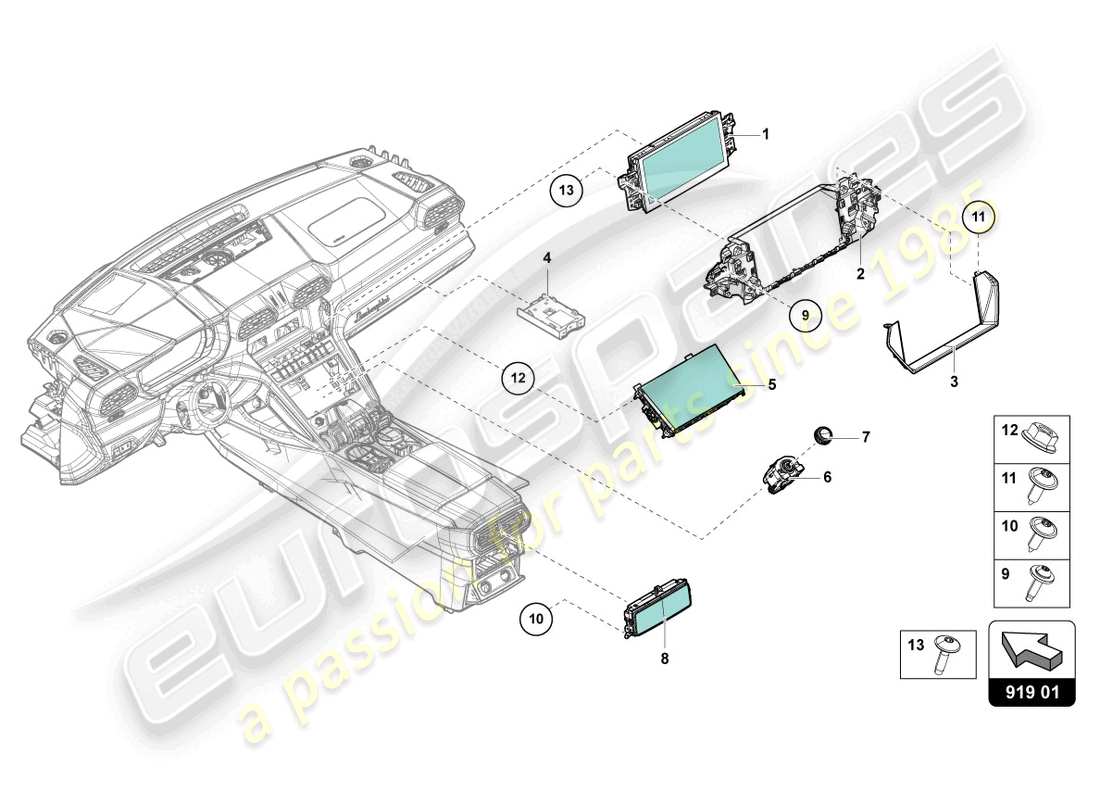 lamborghini urus s (2023) multimedia equipment part diagram