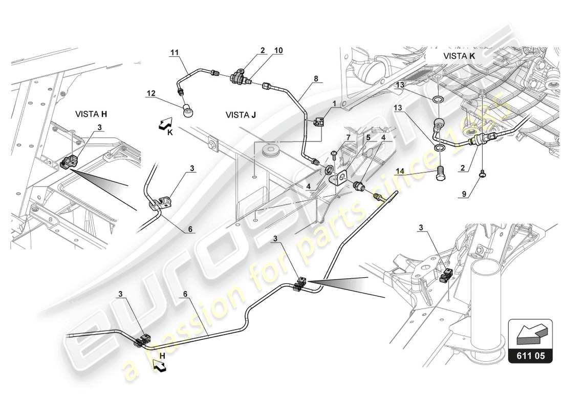 lamborghini gt3 evo (2018) brake lines part diagram