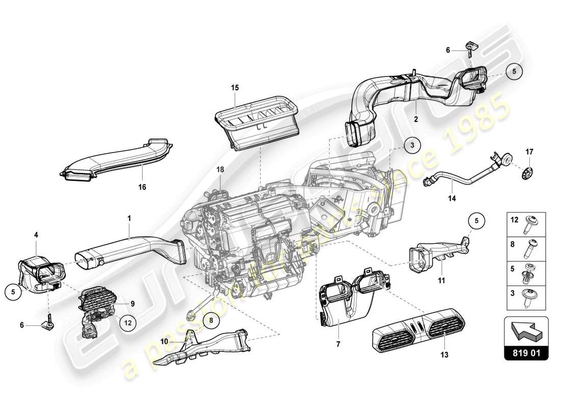 lamborghini urus s (2023) vent part diagram