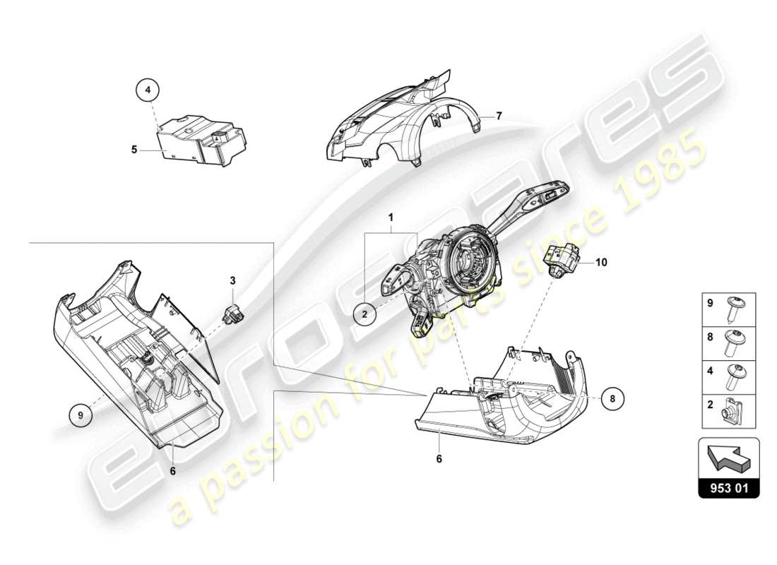 lamborghini urus (2019) steering col. combi switch part diagram