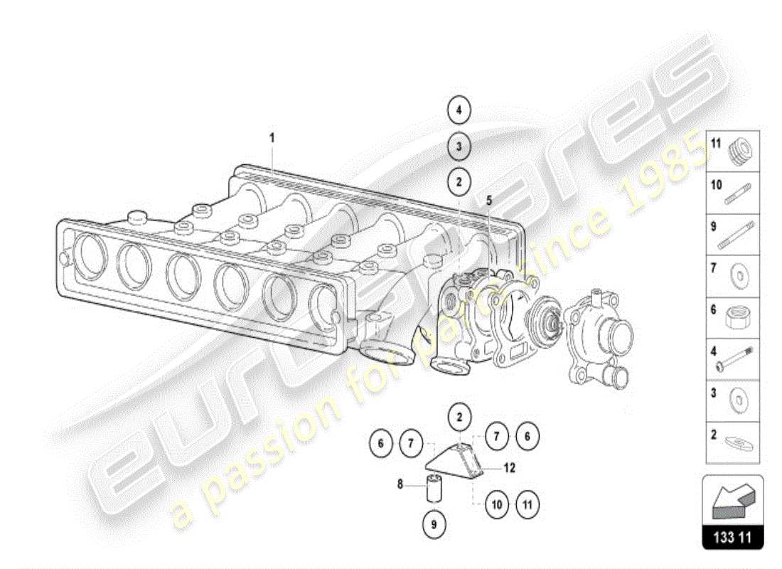 lamborghini diablo vt (1995) intake manifold (from vin 12382) part diagram