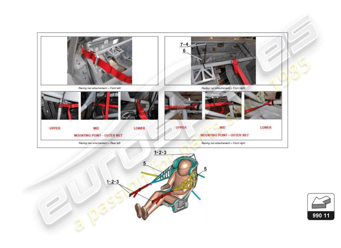 lamborghini gt3 (2017) racing net kit part diagram