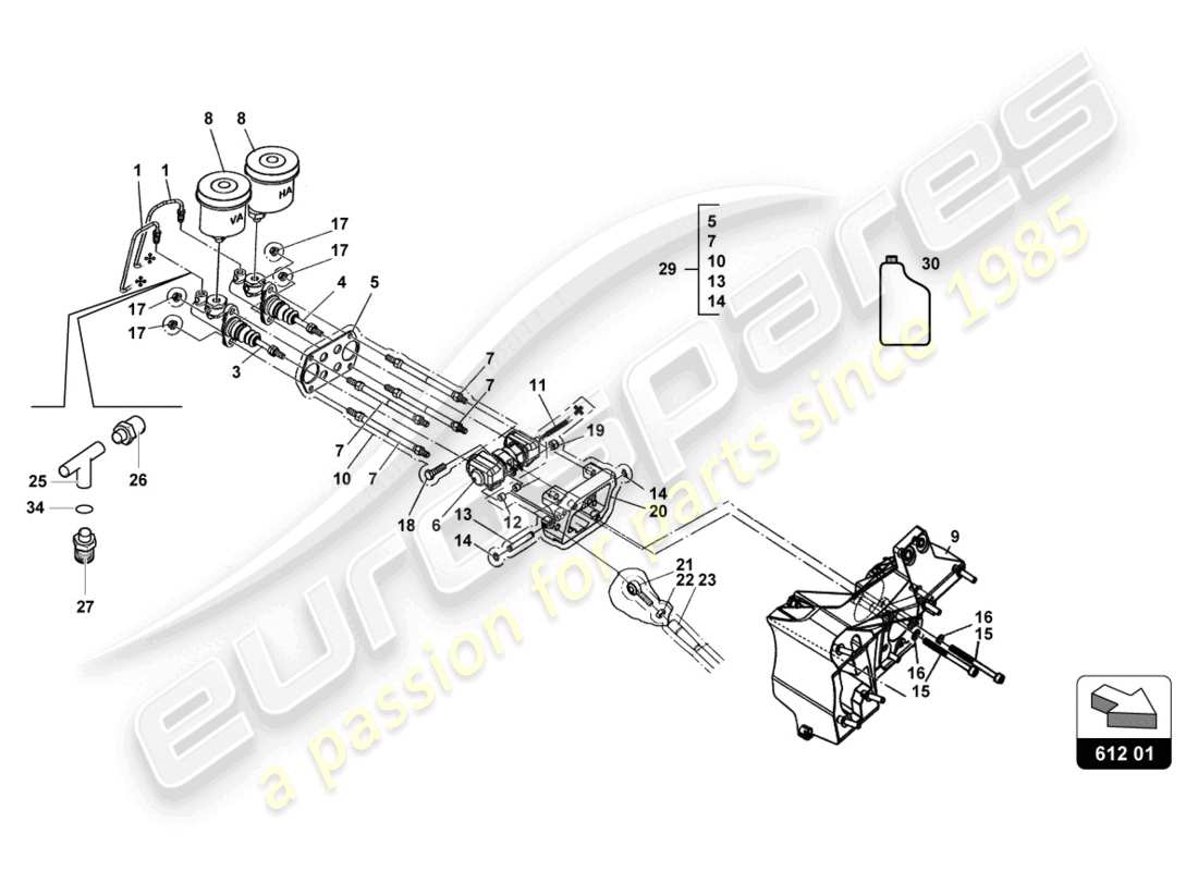 lamborghini super trofeo (2016) brake booster part diagram